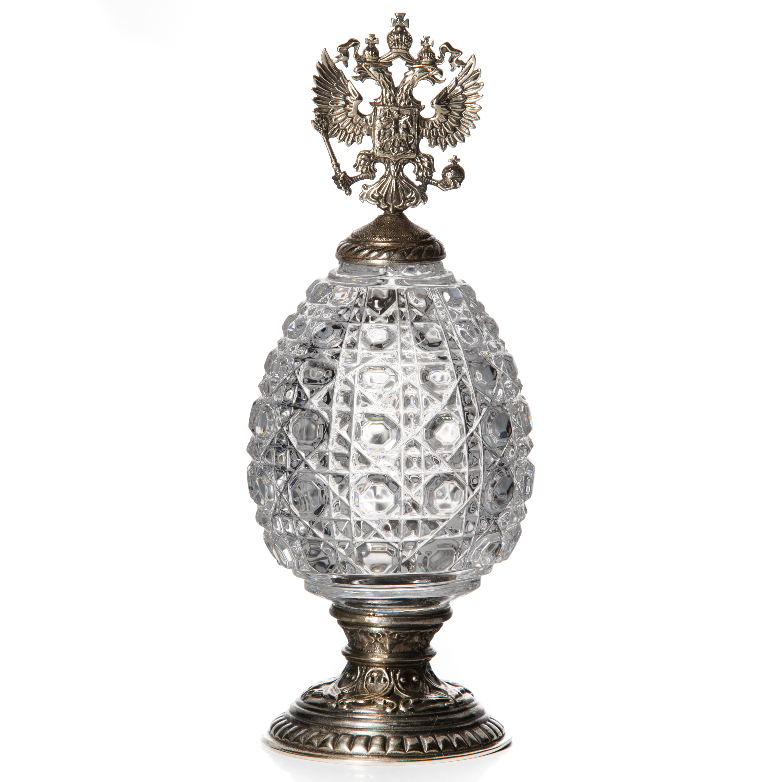 Сувениры из русского хрусталя с бронзовым посеребренным декором